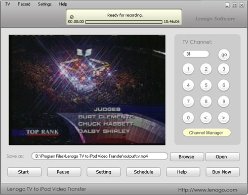 Lenogo TV to iPod Video Transfer screenshot